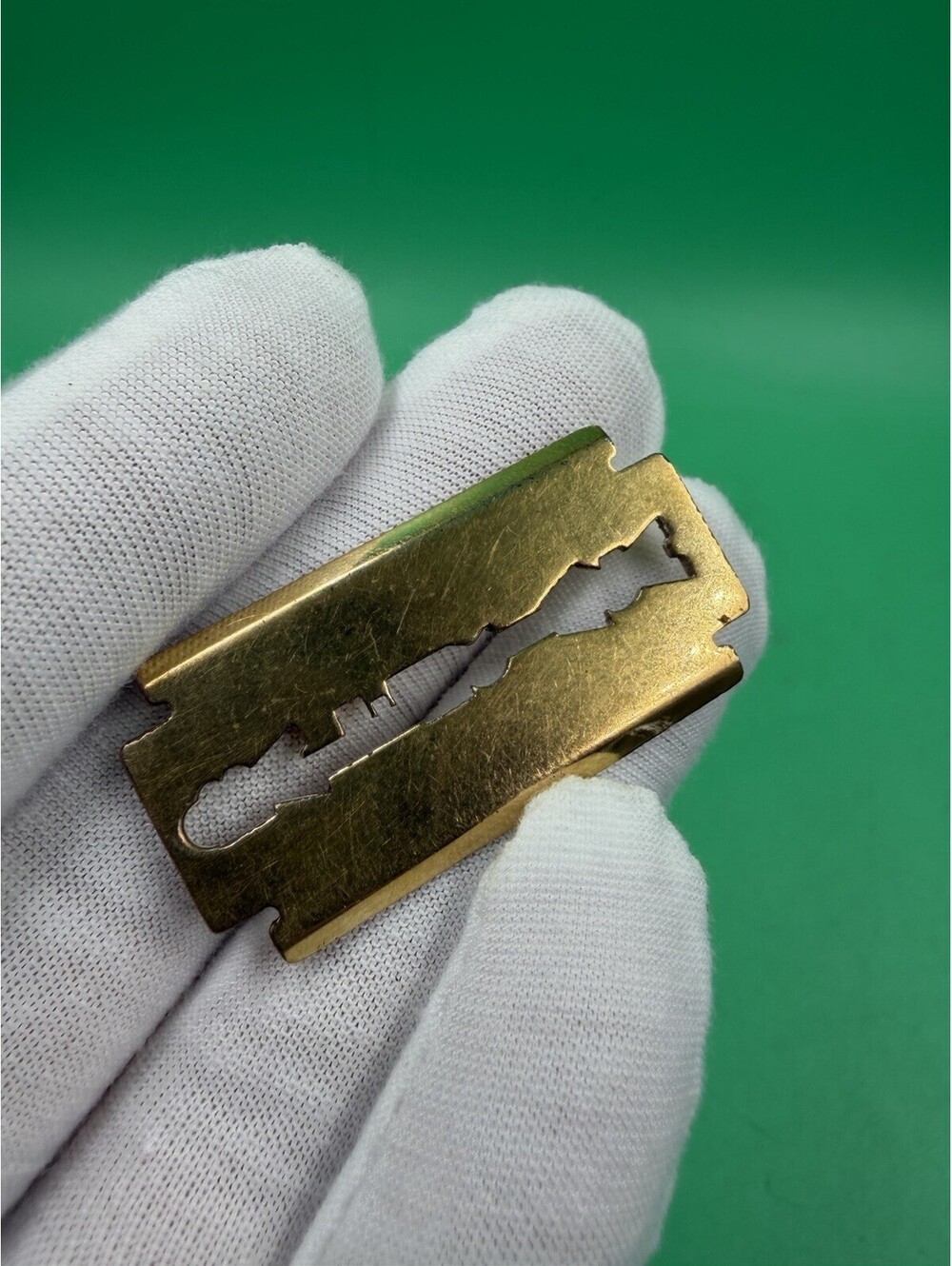 Authentic Signed Balenciaga Gold Tone Punk Razor Blade Pendant Made In Italy